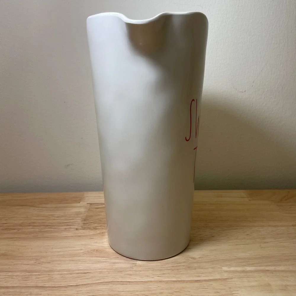 Rae Dunn Sweet Tea Melamine Pitcher White Red Lettering Farmhouse 9 Inch